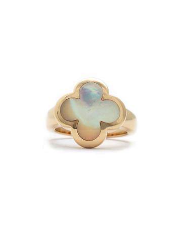 Estate 18k Yellow Gold Mother-of-pearl Alhambra Pure Ring,