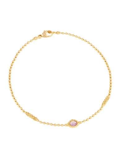 18k Caviar Bar Bracelet W/ Pink