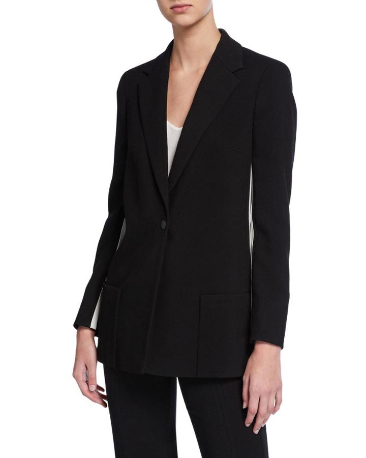 Track-striped Wool Blazer