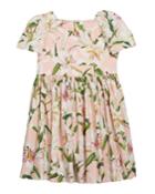 Girl's Floral Print Short-sleeve Dress,