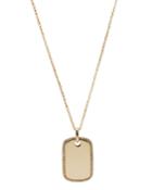 14k Yellow Gold Dog Tag Pendant Necklace With Diamonds