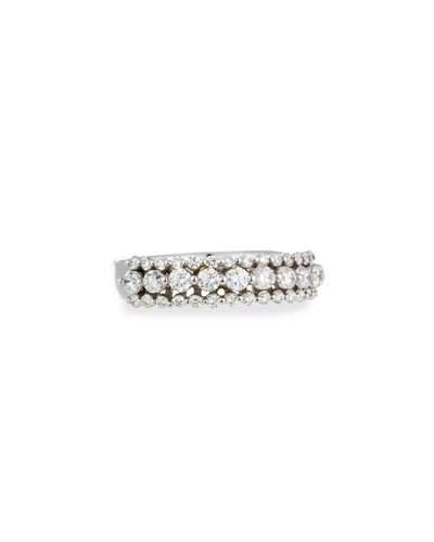 14k White Gold 3-row Diamond Band Ring,