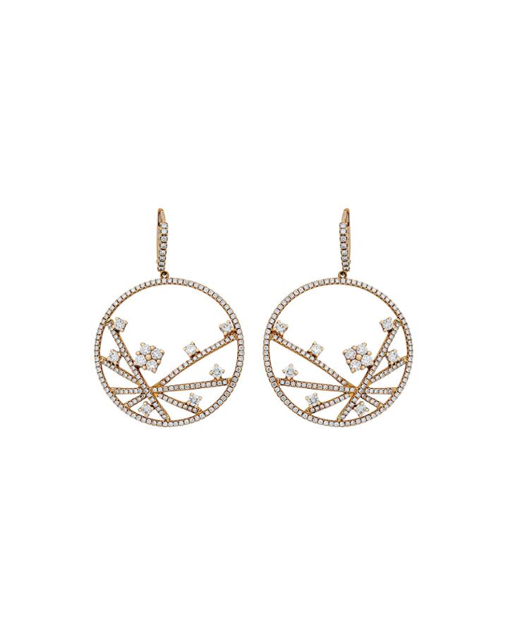 18k Rose Gold Diamond Hoop-drop Earrings