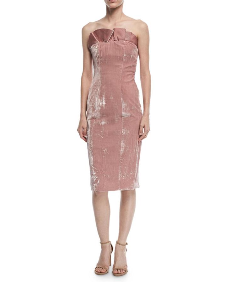 Marceau Strapless Velvet Fitted Cocktail Dress