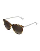Two-tone Cat-eye Sunglasses, Havana/silver