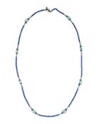 Long Lapis, Iolite & Sea Glass Beaded Necklace