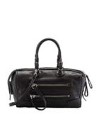 Small Leather Duffel Bag, Black