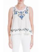 Embroidered Lace-trimmed Top
