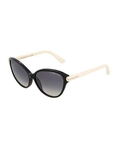 Plastic Cat Eye Sunglasses, Black/white