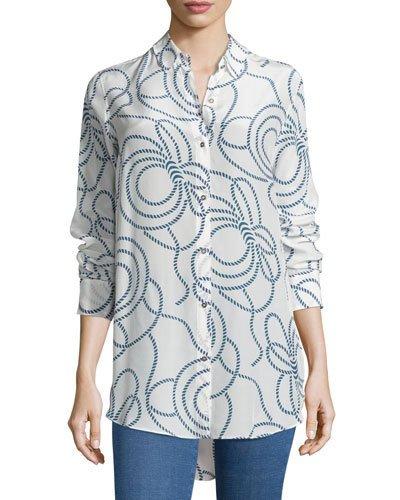 Rope-print Simple Silk Shirt,