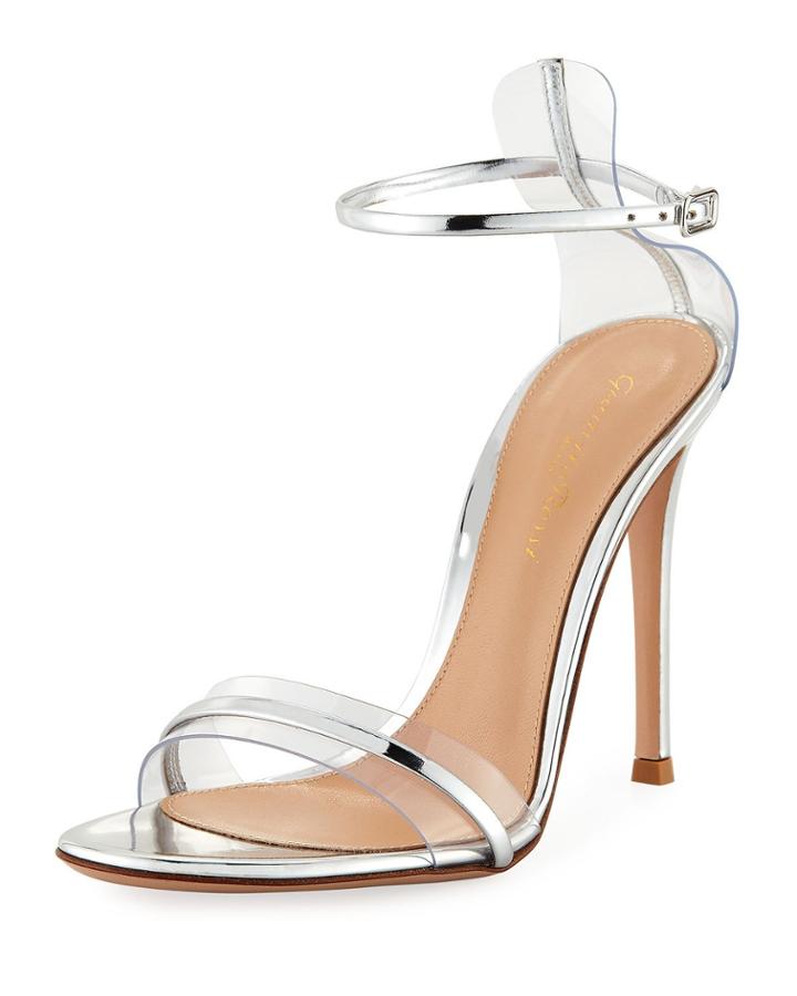 Plexi Metallic Leather Ankle-strap