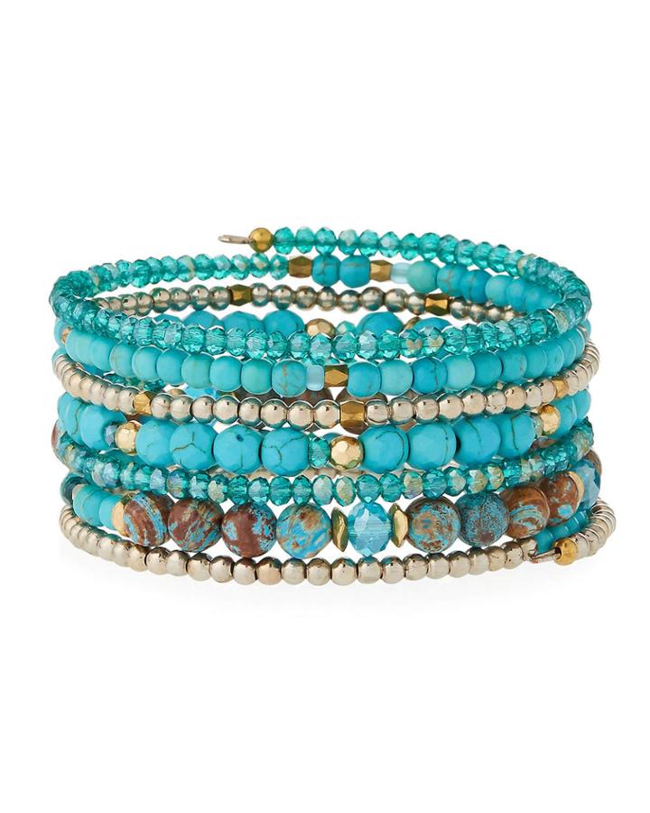 Beaded Coil Bracelet, Turquoise