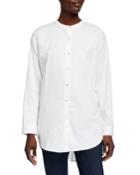 Mandarin Collar Button-front Twill