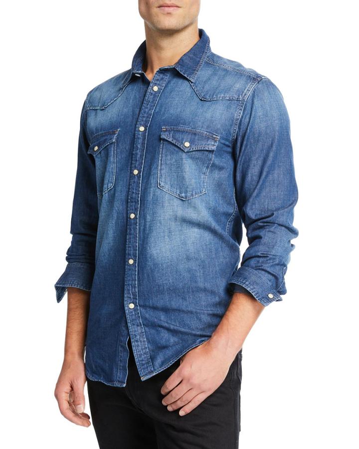 Men's Distressed Western Denim