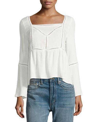 Square-neck Long-sleeve Blouse