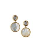 18k Pave-post Mother-of-pearl Drop Earrings