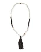 Long Paper Moonstone Beaded Necklace With