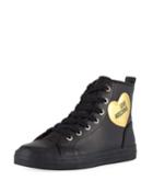 Vulcanized High-top Sneakers, Black/gold