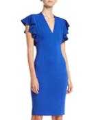 V-neck Flutter-sleeve