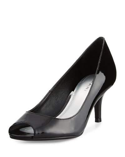 Janna Patent Peep-toe Pump, Black