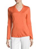 V-neck Cashmere-silk Blend Sweater, Tiger