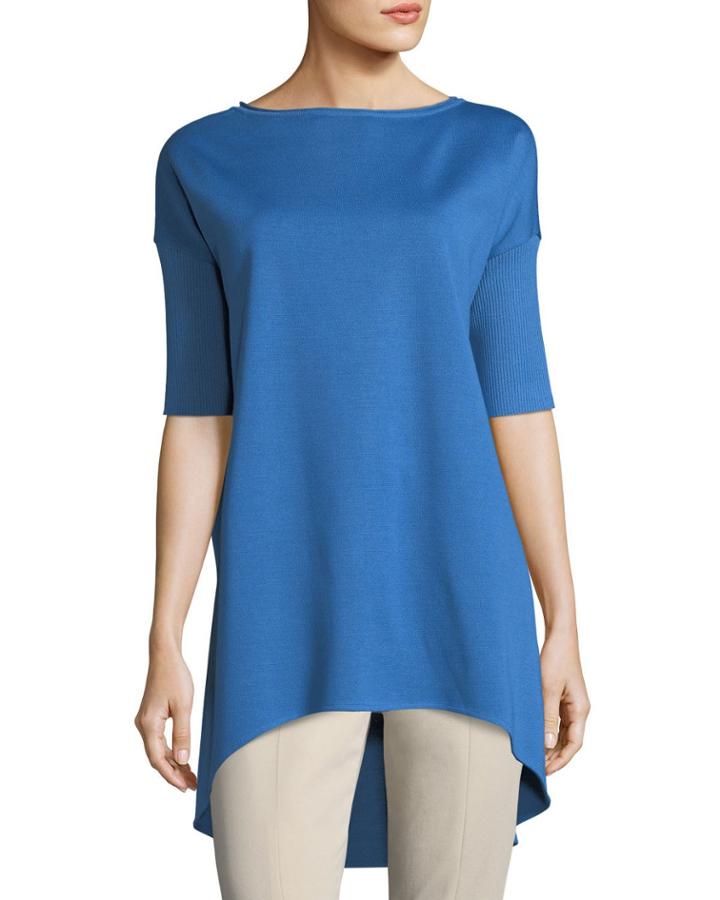 Half-sleeve Wool-blend Tunic