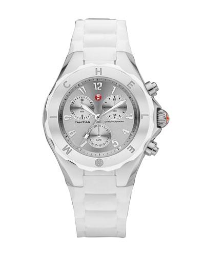 Tahitian Large Jellybean Chronograph, White/steel