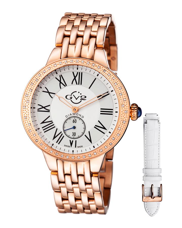 40mm Astor Rose Golden Diamond Stainless Steel Bracelet Watch