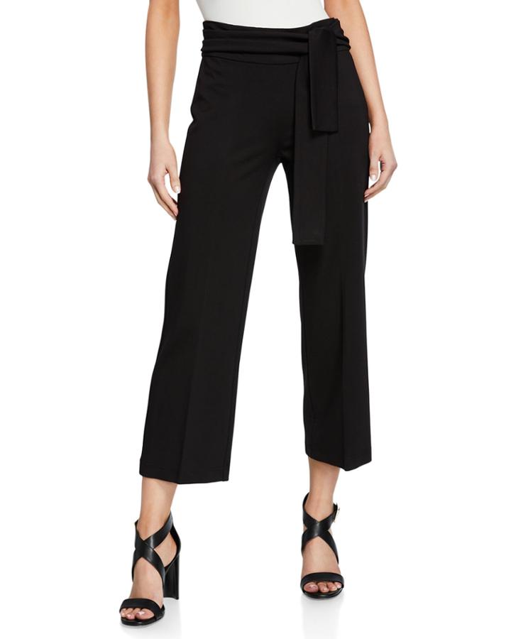 Cropped Sash-tie Wide-leg Pants