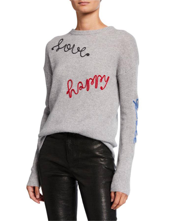 Love Happy Peace Embroidered Cashmere