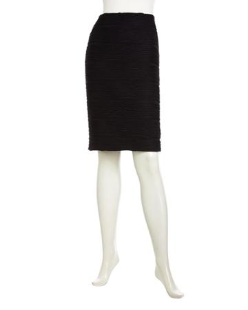 Neiman Marcus Semi-sheer Ruched Pencil Skirt, Black - (small)