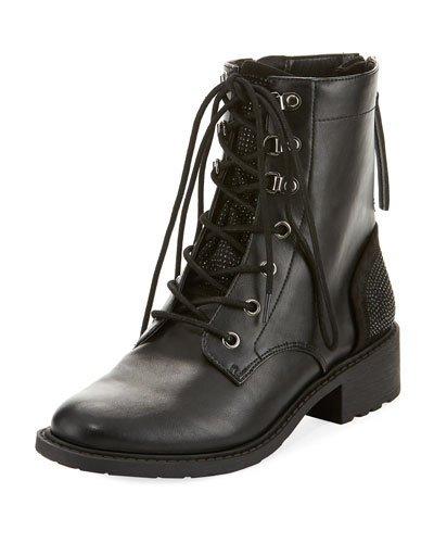 Dawson Faux-leather Combat Bootie, Black