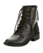 Dawson Faux-leather Combat Bootie, Black