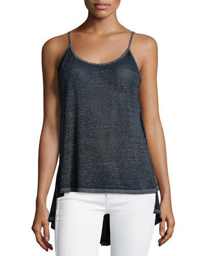 Open-back High-low Tank, Navy Burnout