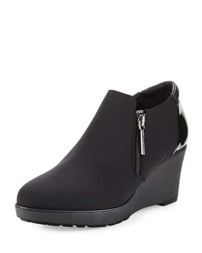 Nakita Crepe Elastic Wedge Bootie, Black