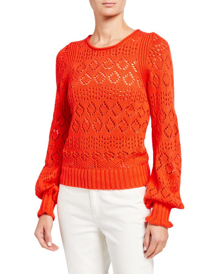 Eyelet Long-sleeve Top