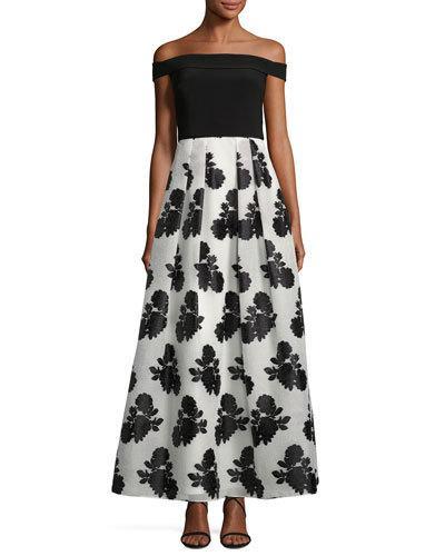 Strapless Floral-skirt Gown
