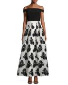 Strapless Floral-skirt Gown