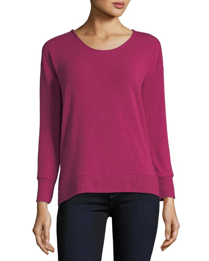 Cage-back Scoop-neck Sweatshirt, Cherry