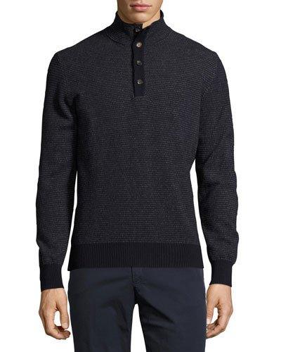 Button-placket Mock-neck