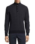 Button-placket Mock-neck