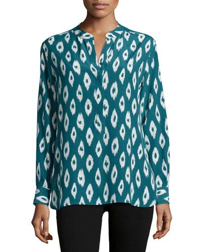 Arya Ikat-print Silk Blouse, Amulet