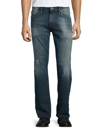 Zach Straight-leg Distressed Jeans, Blue