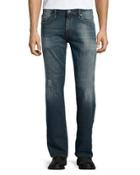 Zach Straight-leg Distressed Jeans, Blue