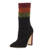 Statlow Striped Stretch-suede Bootie