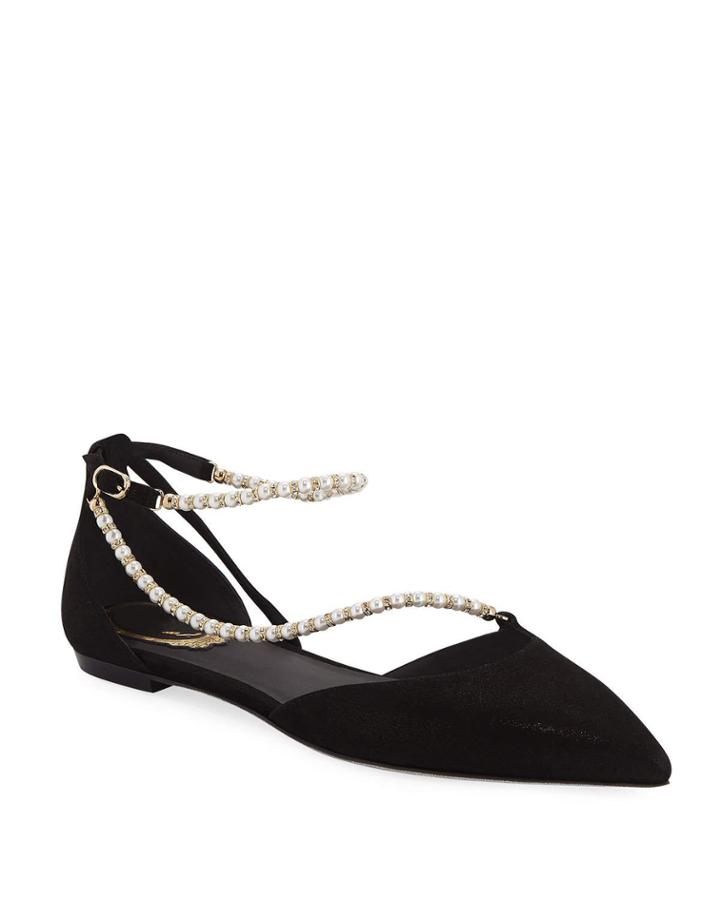 Asymmetric Pearly Ballet Flats