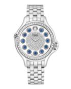 Crazy Carats Stainless Steel Diamond-bezel Sapphire Watch,