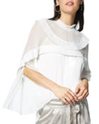 Blake High-neck Pleated Split-sleeve Top