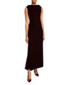 Cowl-neck Velvet Column Gown