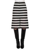 A-line Striped-embroidered Long